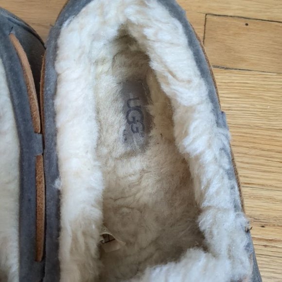 Ugg Moccasin Slip On Leather Sheepskin Blue Gray Size 8 - Picture 6 of 8